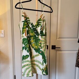FARM Rio Tropical Green and White Mini Dress
